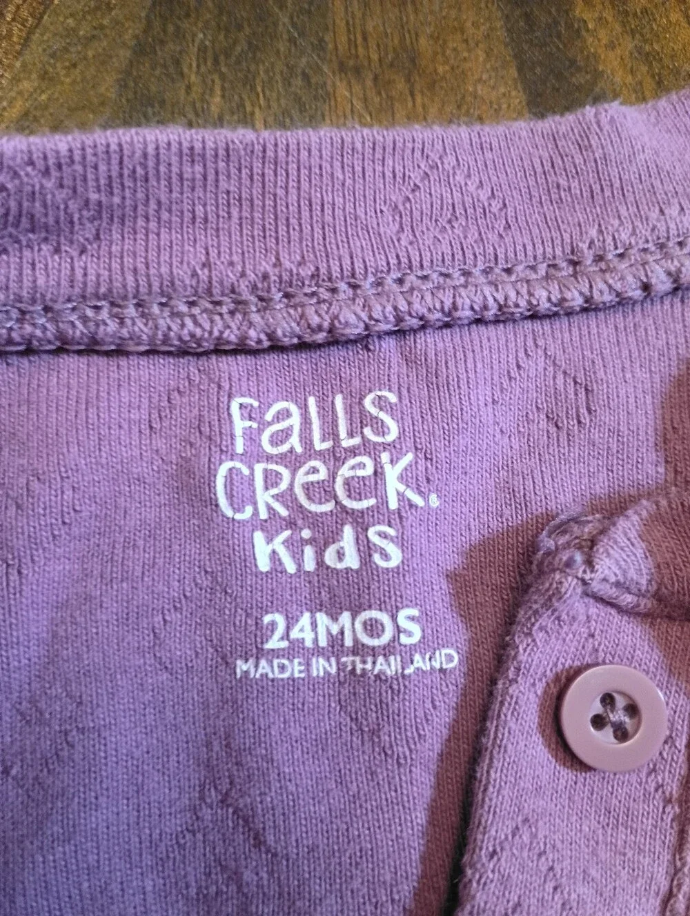 Falls Creek Kids Toddler Girls Purple Pointelle Puff Sleeve Henley Top 24M